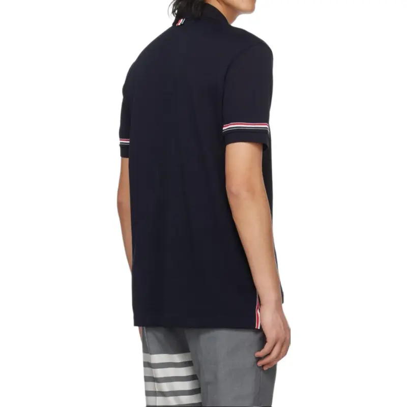 THOM BROWNE Rwb Striped Short Sleeved Polo Shirt-4