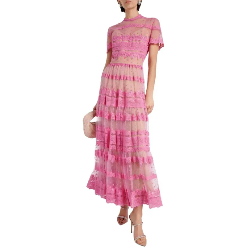 ELIE SAAB Lace Embroidered Midi Dress-2
