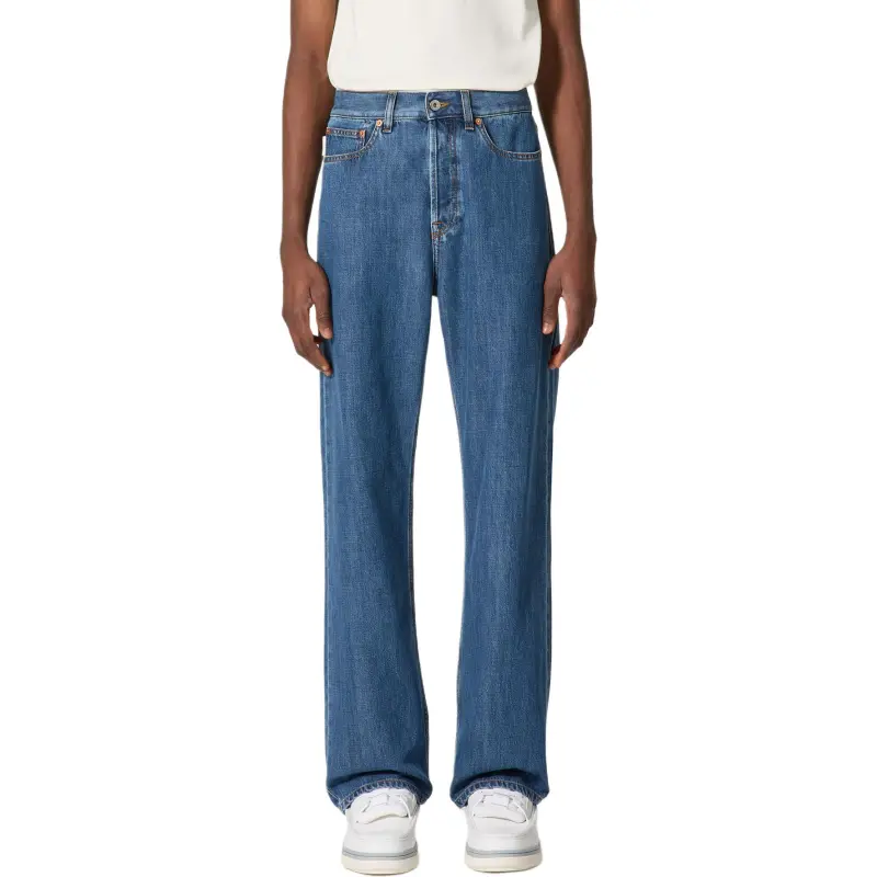 Valentino Garavani Logo Patch Straight Leg Jeans-1