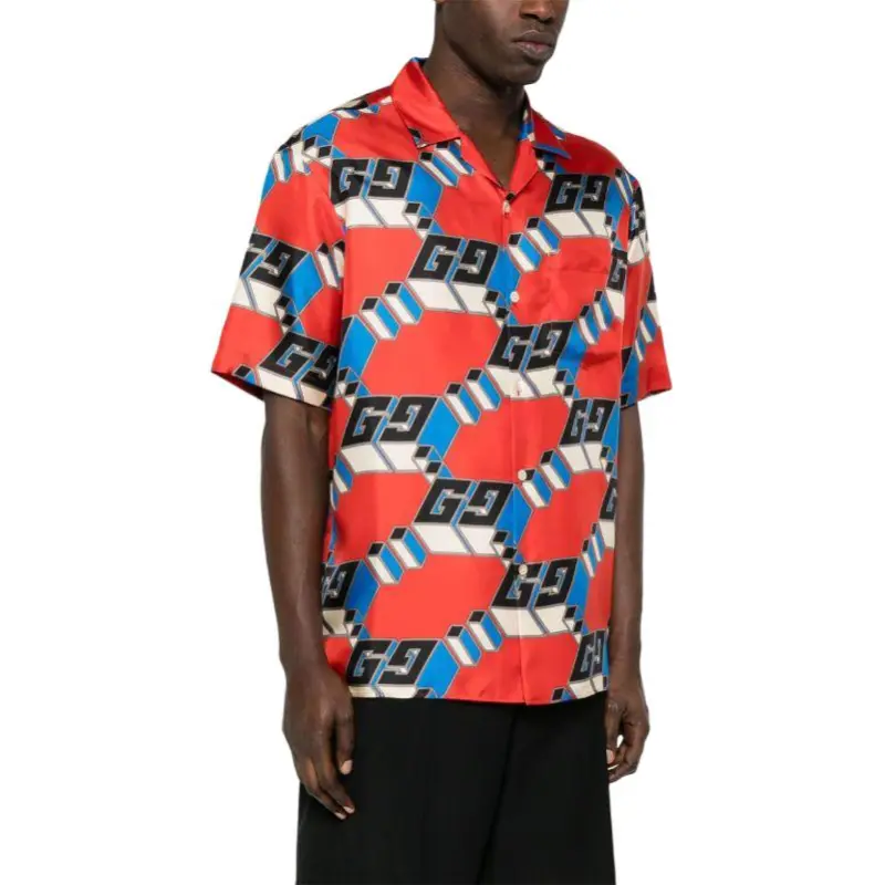 GUCCI 3D Gg Printed Satin Shirt-4