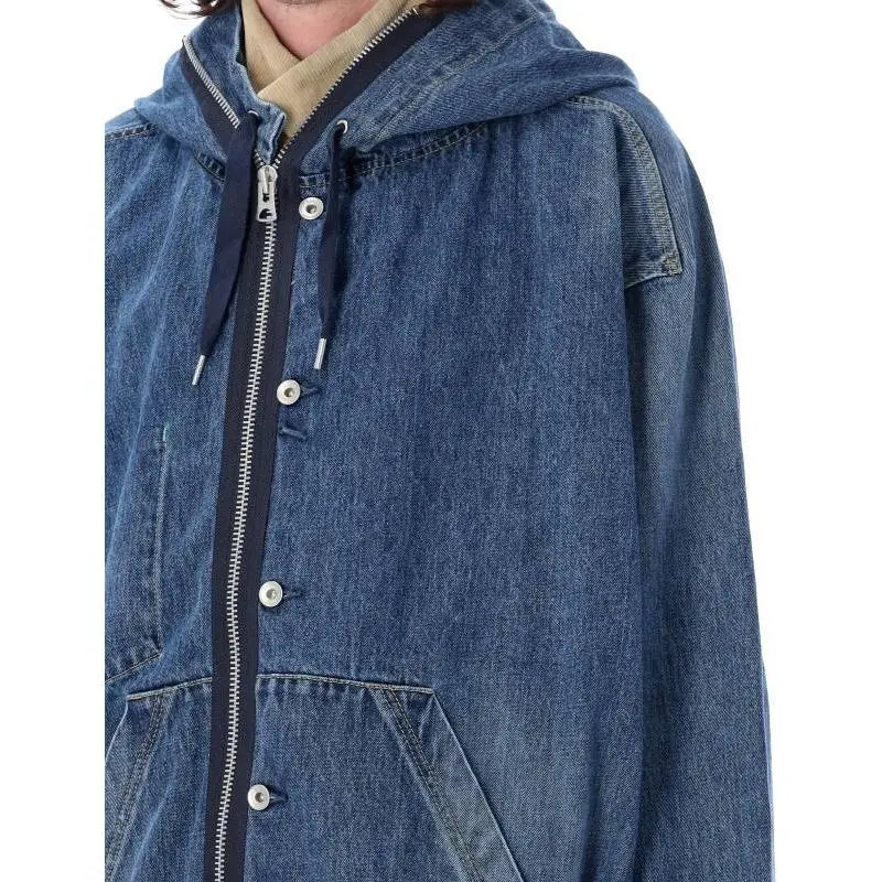 Sacai Denim Jackets Men Dark Blue-4