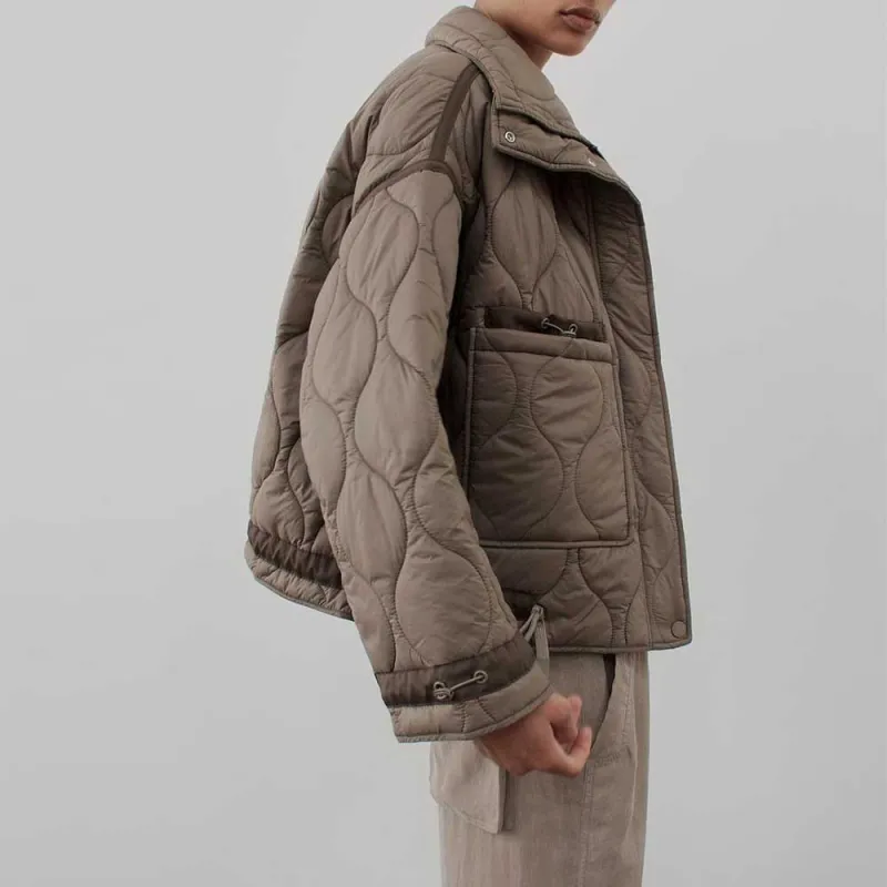 ZARA Puffer Jacket Women's Dark Taupe-4