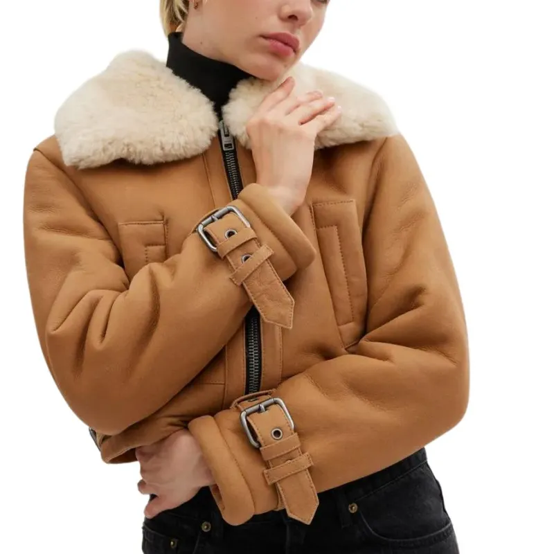 COACH Leather Jacket Women's Brown-2
