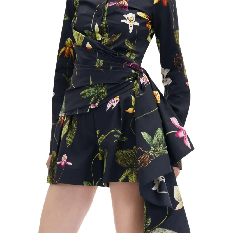 Oscar De La Renta Orchid Cotton Poplin Blouse-5