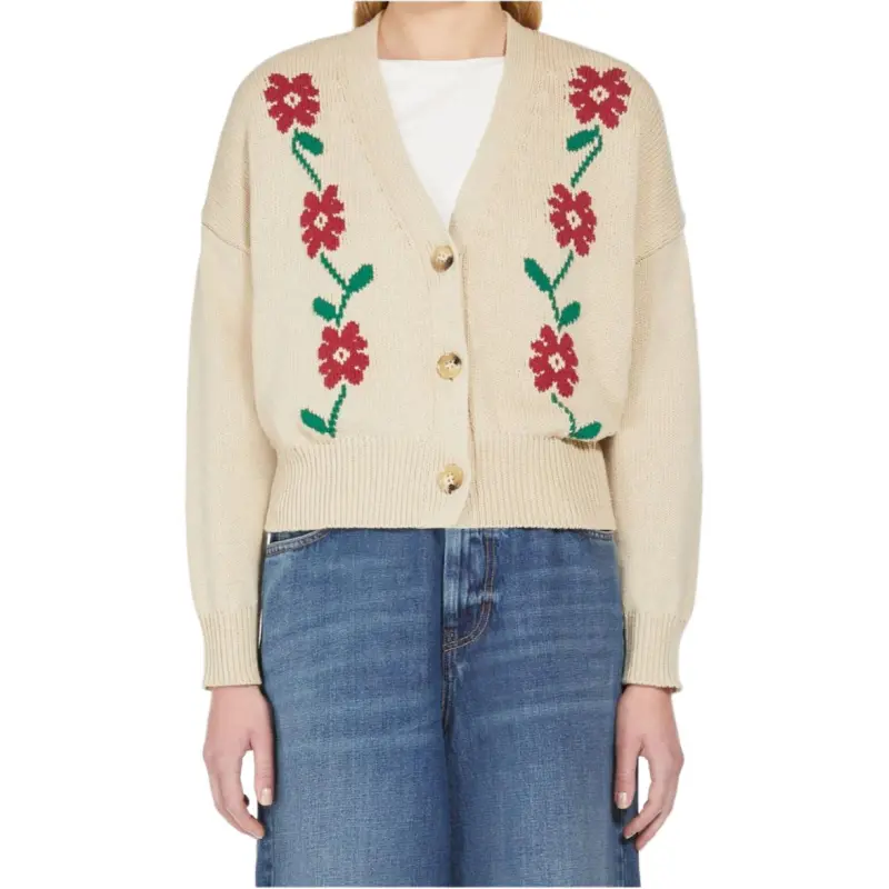 WEEKEND MaxMara Floral Patterned V Neck Cardigan-1