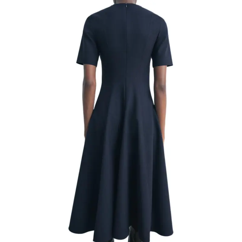 ZARA ZW Series Short-Sleeved Dresses Women's Marine Blue-3