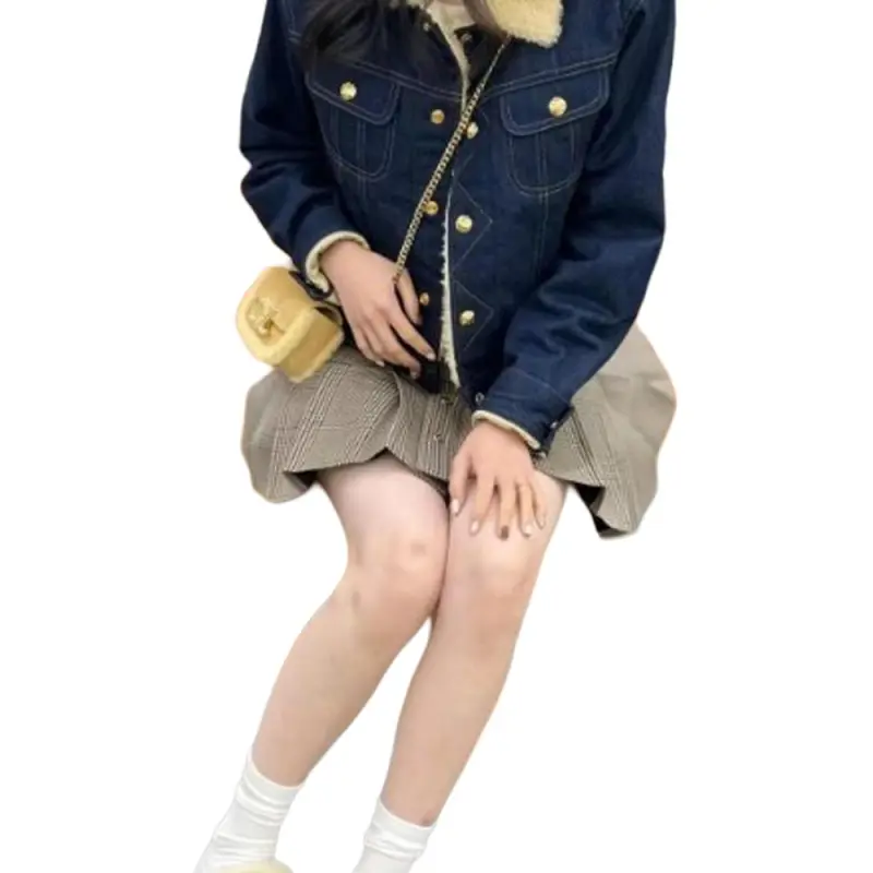CELINE Trucker Sherpa Jacket In Raw Wash Denim-2