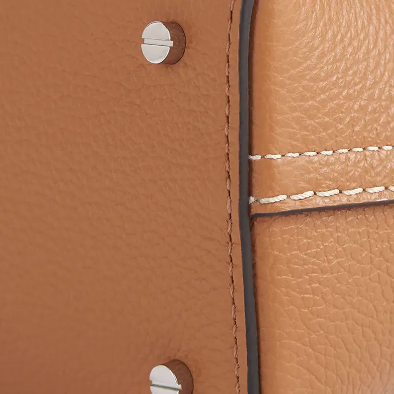 TOTEME T Lock Buffalo Leather Clutch Women's Tan-3