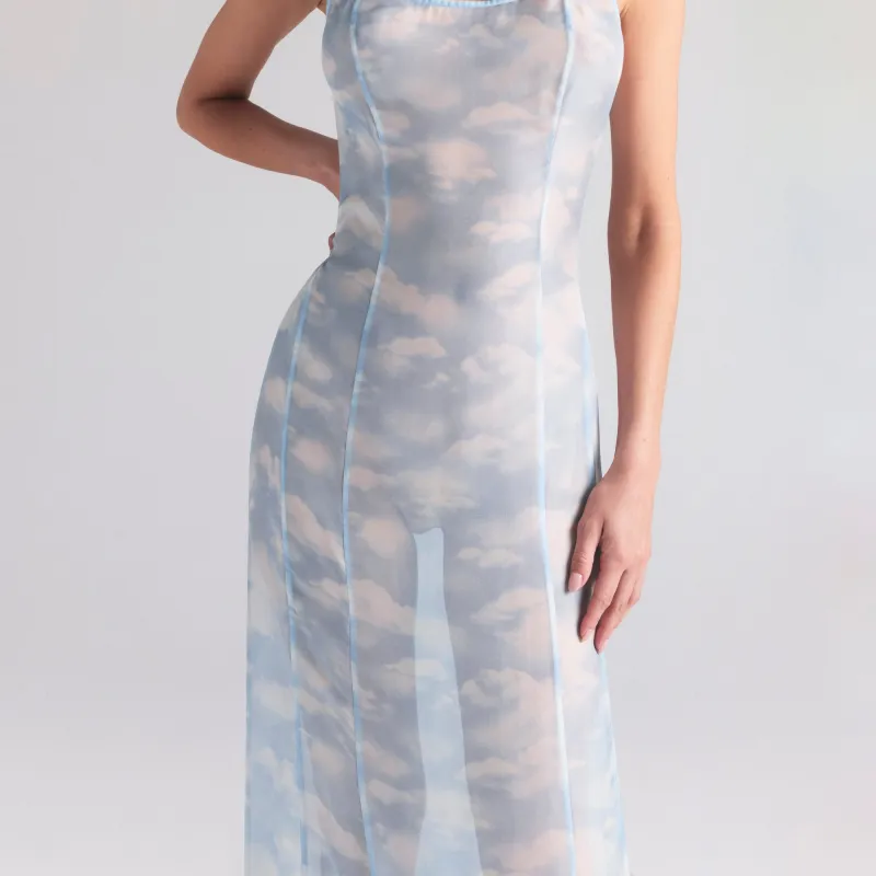 Skims Slip Dresses Women's BLUE QUARTZ CLOUD PRINT/Blue Quartz Cloud Print-3