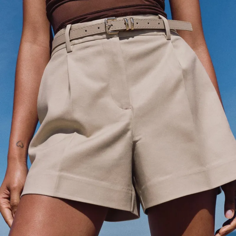 ZARA Casual Shorts Women's Light Camel-2