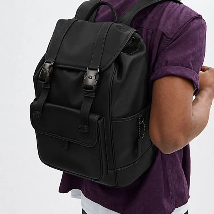 COACH League Leather Backpack Men's Black-4