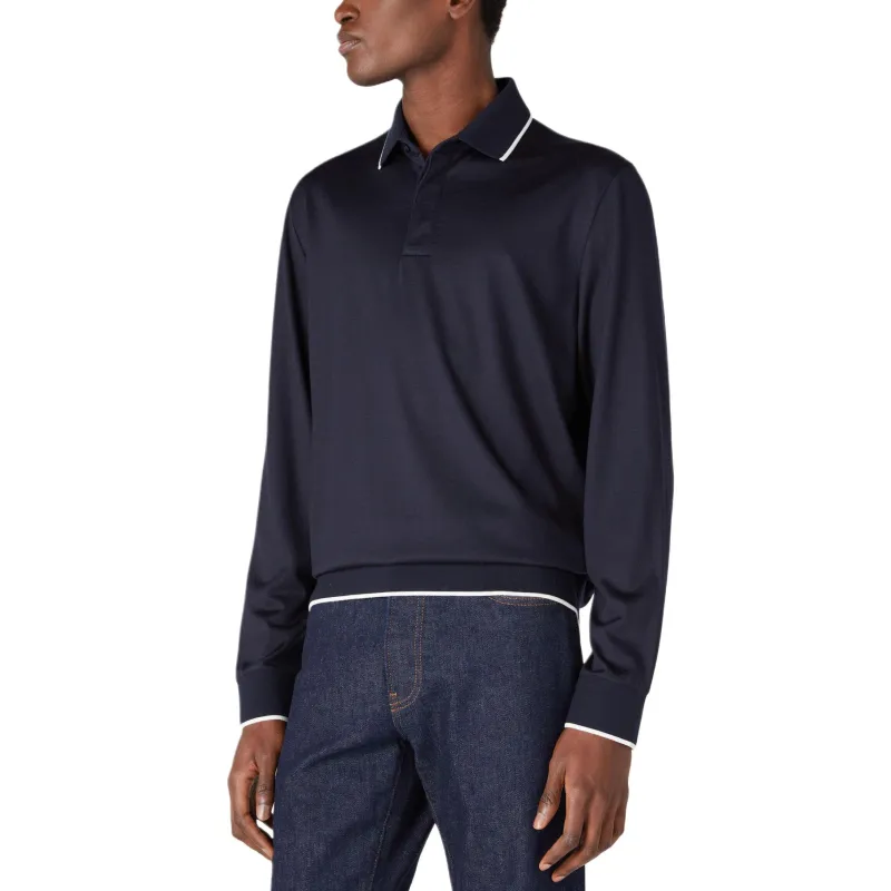Loro Piana Polo Shirt Men's Marine Blue-4