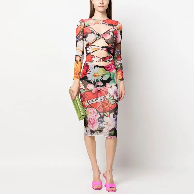 PHILIPP PLEIN Love Flowers Midi Dress-1