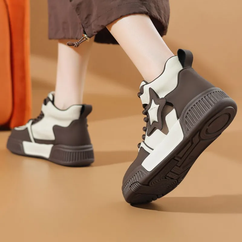 JOSINY Anti-Slip Wear-Resistant Mid-Top Skateboard Shoes 4.5cm Women's-7