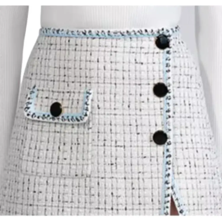 Self portrait Casual Short Skirts Women's White Plaid-2