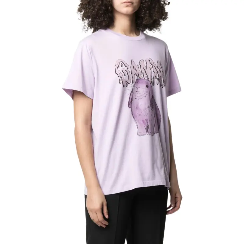 GANNI Oversized Bunny T Shirt 'Orchid Bloom'-2