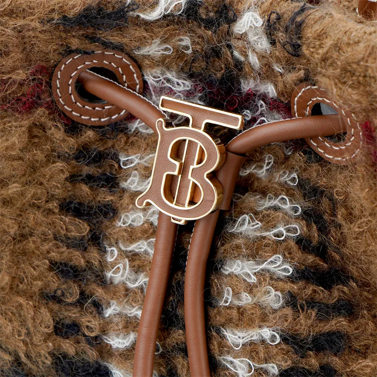 Burberry Leather Bucket Bag Handbag Shoulder Bag Crossbody Bag Small Size Women's Dark Birch Brown-7