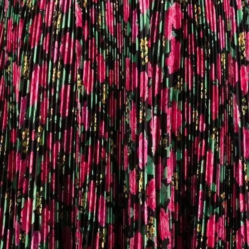 Balenciaga Floral Pleat Silk Skirt-4
