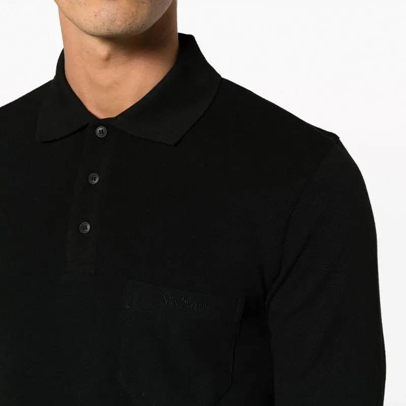 SAINT LAURENT Logo embroidered Polo Shirt-5