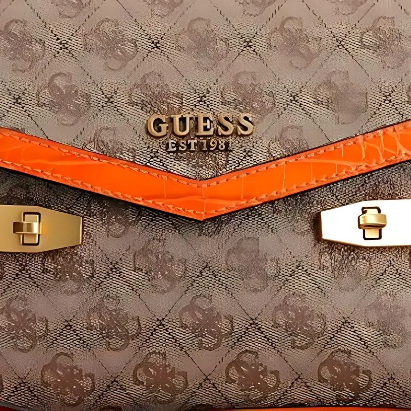 GUESS Synthetic Leather Shoulder Bag Crossbody Bag Handbag Mini Women's Orange And Brown-2