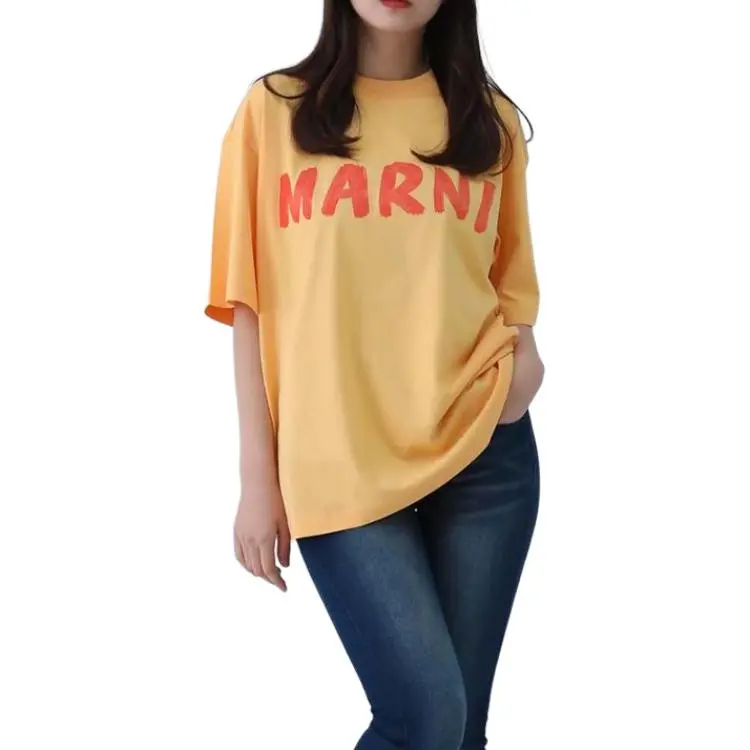 MARNI Drop Shoulder Sleeve T Shirt Women's Orange-2