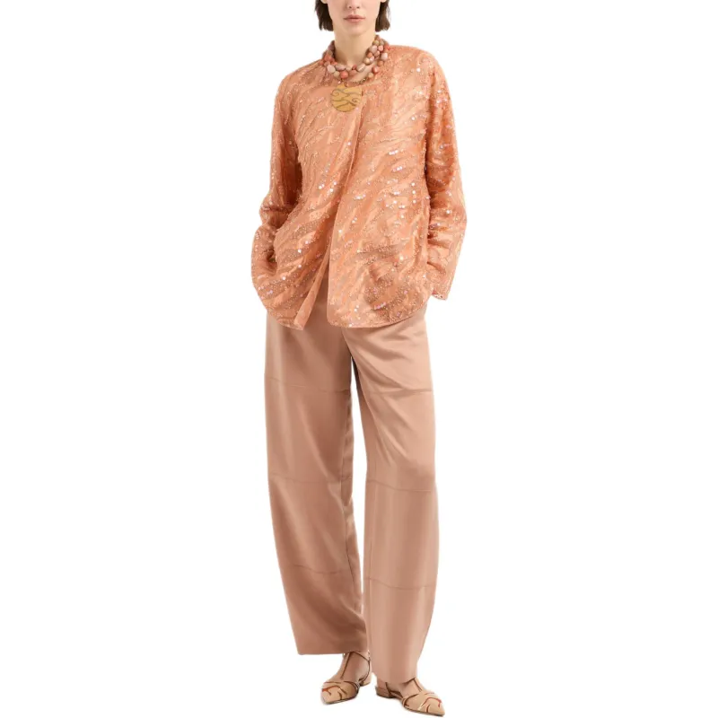 GIORGIO ARMANI Organza Shirt With Animal Skin Motif Embroidery-1