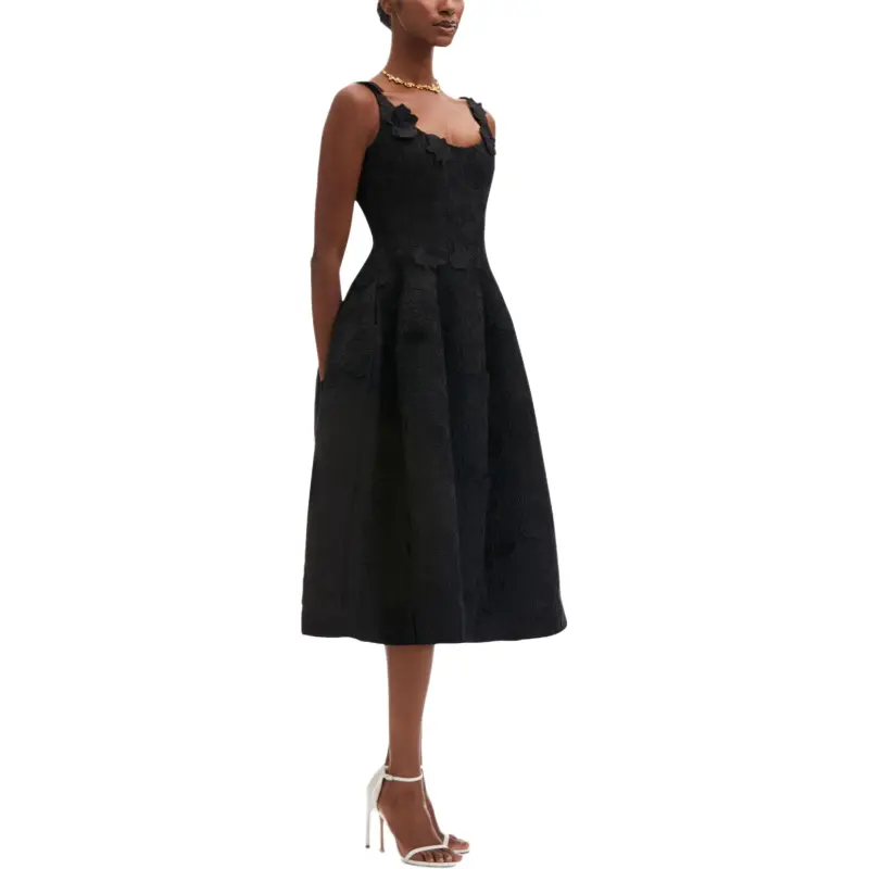 Oscar De La Renta Orchid Embroidered Guipure Midi Dress-3