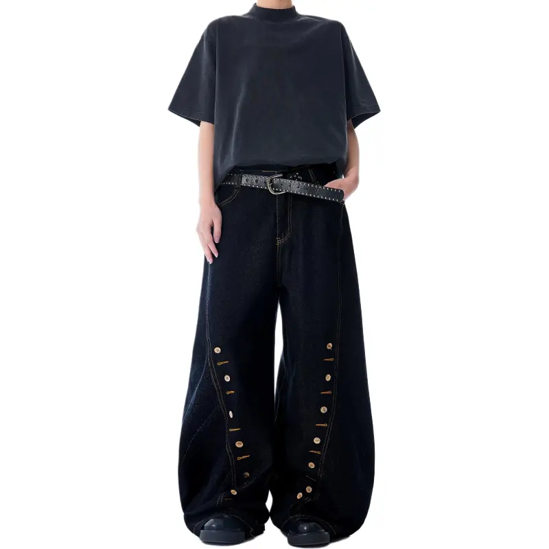 HEIYIXIANSHENG Jeans Unisex Black-2