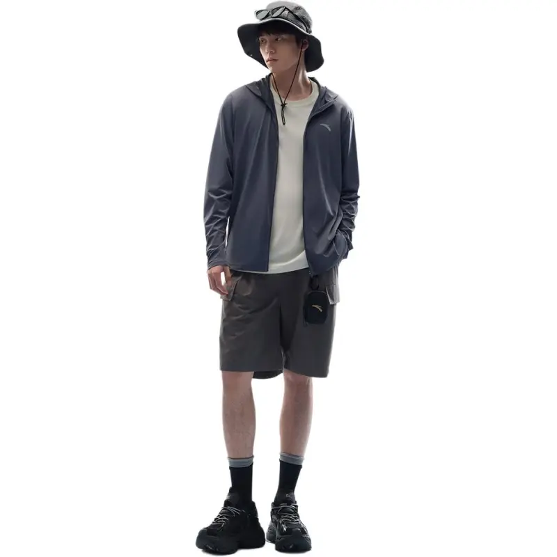 Anta Variety Training Collection Breathable Quick Dry UV Protection Sun Protection Clothing Men's Men's Clothing Gray-1