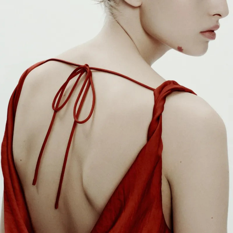 ZARA Valentine's Day Collection SS25 Slip Dress Women's Red-5