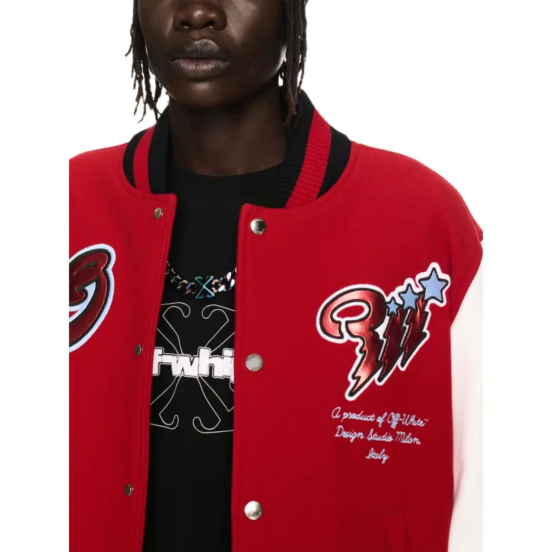 OFF-WHITE Scorpio Lea Wool Varsity Jacket -4