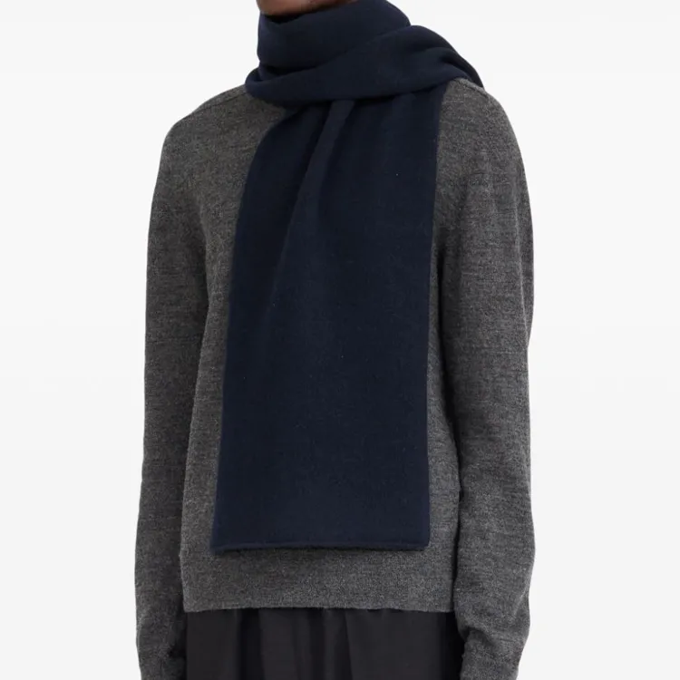 Maison Margiela Virgin Wool Knit Scarves Men's Marine Blue-2