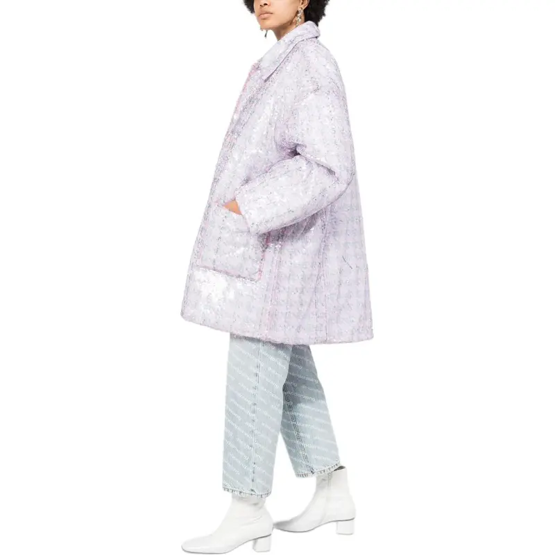 NATASHA ZINKO Oversized Sequinned Houndstooth Print Coat-2