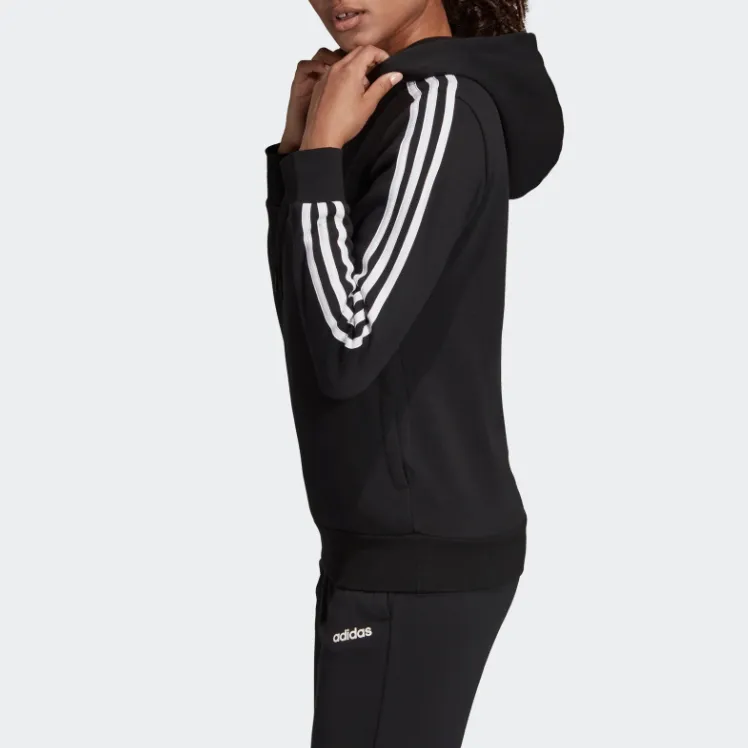 Adidas 3 Stripes Hoodie Sweatshirt Women's Black-4