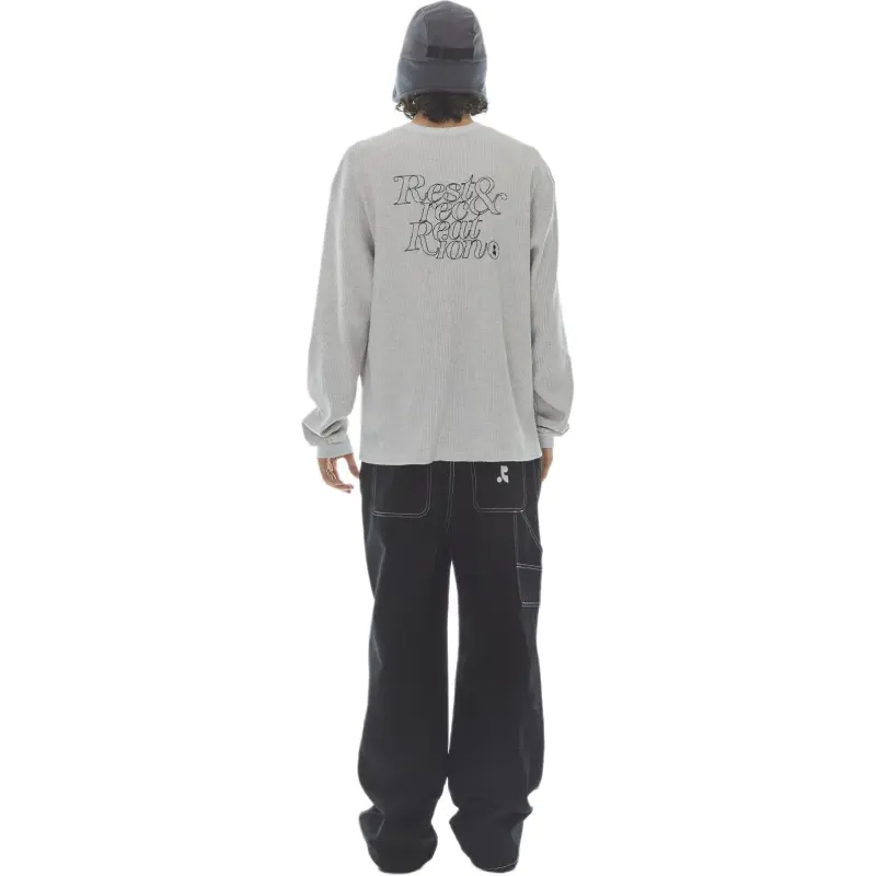Rest&Recreation OVERSIZED WAFFLE CREWNECK T SHIRT T Shirt Men's LIGHT GREY/Light Gray-3