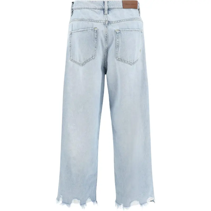 PINKO Estelle Egg Fringed Hem Detailed Wide Leg Jeans-1