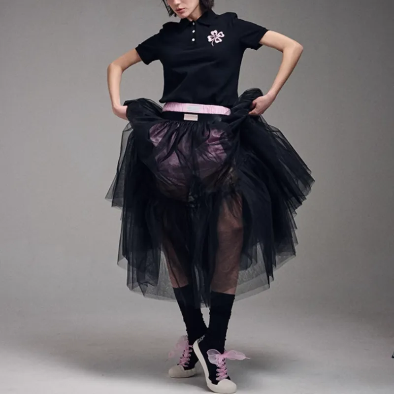 MARDI MERCREDI SS24 Casual Long Skirt Women's Diamond Black-2