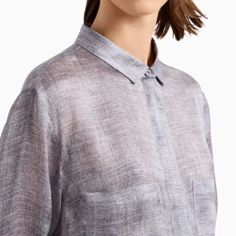 GIORGIO ARMANI Silk charmeuse Mélange print Shirt-4
