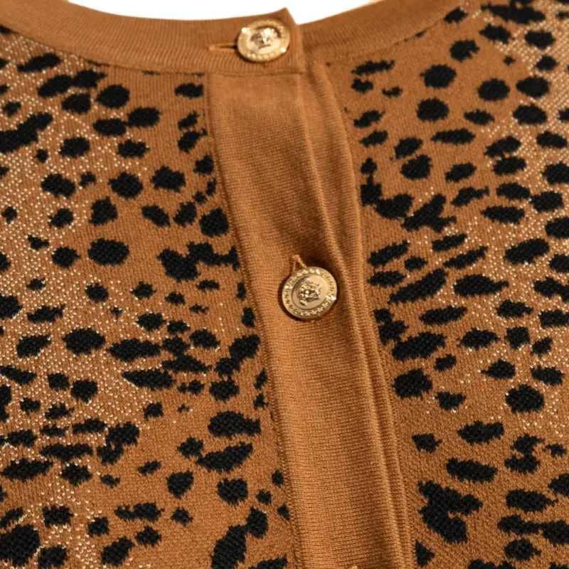 VERSACE Animal Motif Cropped Cardigan-3