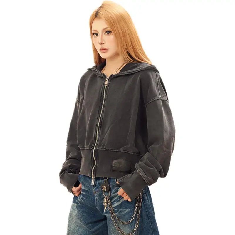 DanerWang Sweatshirts Unisex Washed Black-4