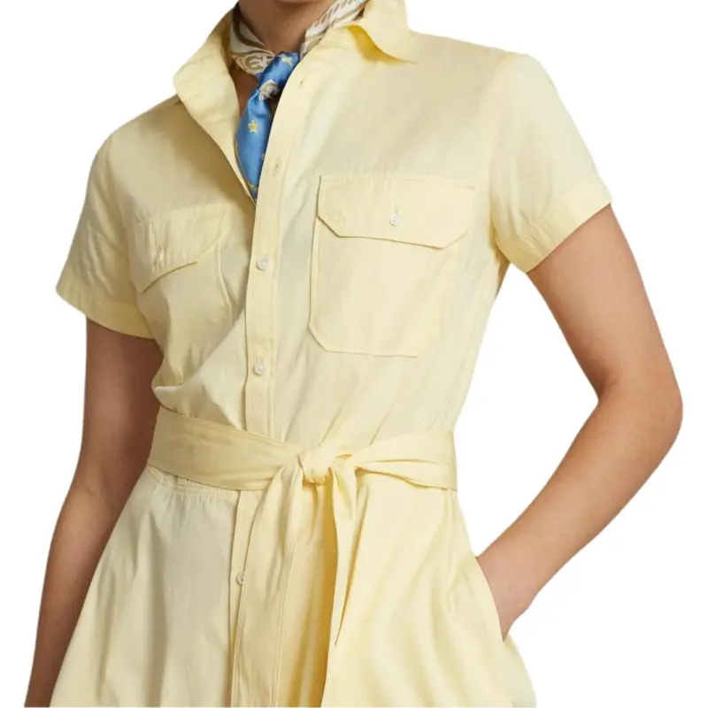 Polo Ralph Lauren Short Sleeved Dress Women's Cream Yellow-4