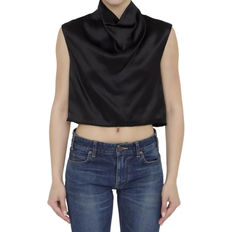 SAINT LAURENT Cowl Back Crop Top-2