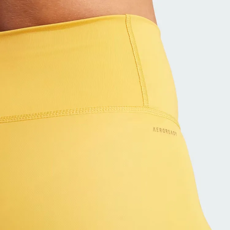 Adidas Optime Stash Pocket High-Waisted 7/8 Leggings Athletic Trousers Women's Yellow-4