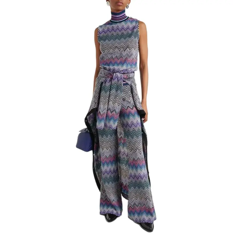 MISSONI Zigzag Woven Turtleneck Tank Top-2