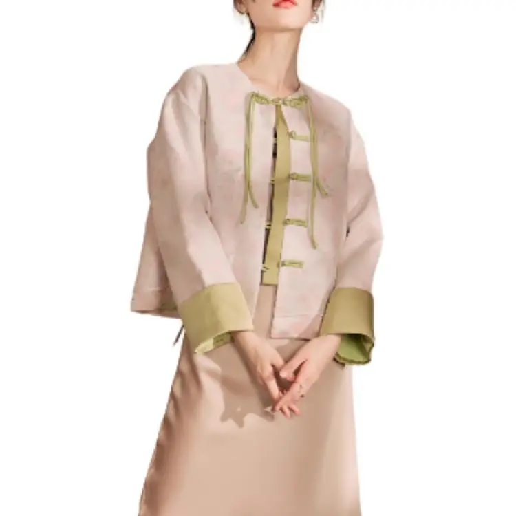 QIAOYUHUAZUN Jackets Coats Women's Pink Green-5