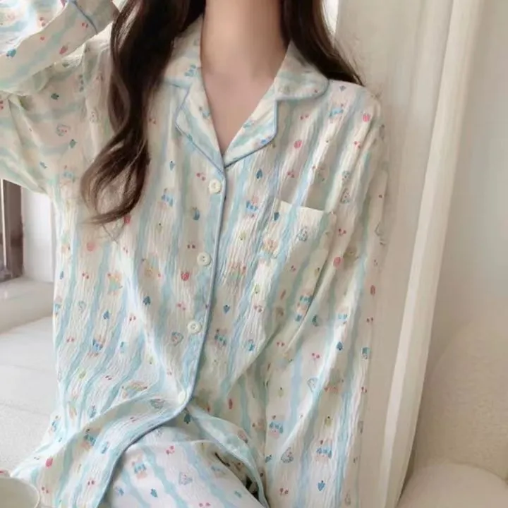 WANANNI Pajama Set Women's Shopping Bag Light Blue-6