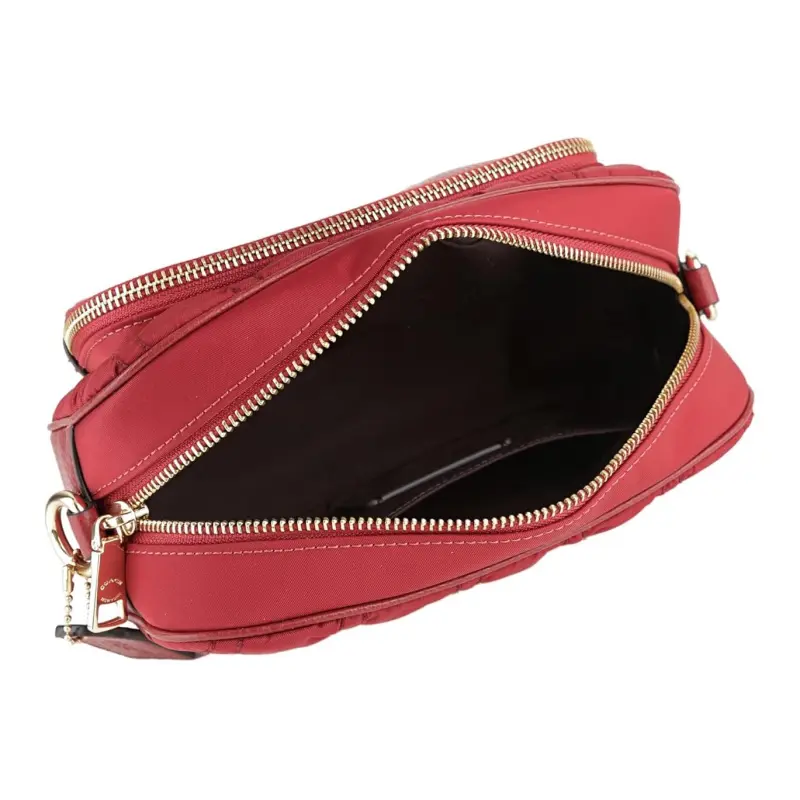 COACH Court Leather With Nylon Shoulder Bag Crossbody Bag Small Size Women's Red-4