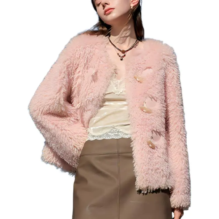 3COLOUR Velvet feel Coat Women's-1