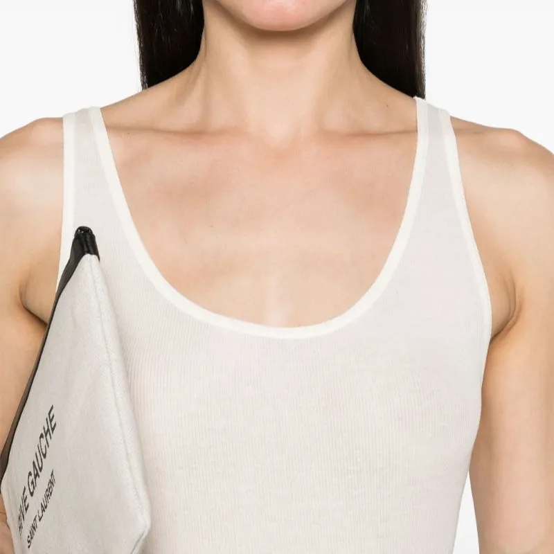 SAINT LAURENT Sleeveless Ribbed Tank Top-5