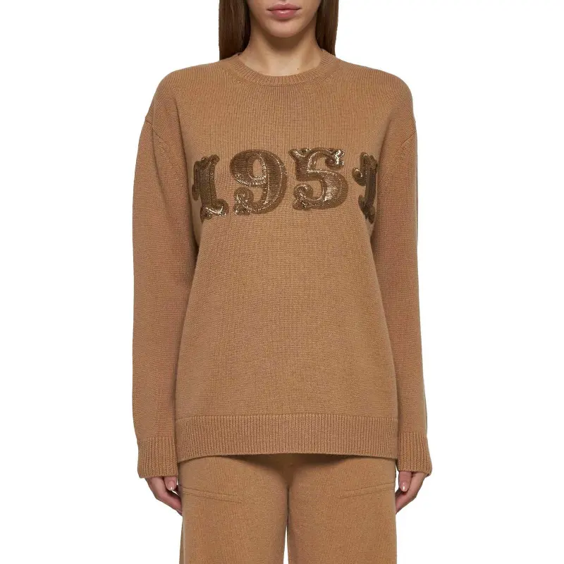 MaxMara Plata Logo Embellished Crewneck Jumper-2